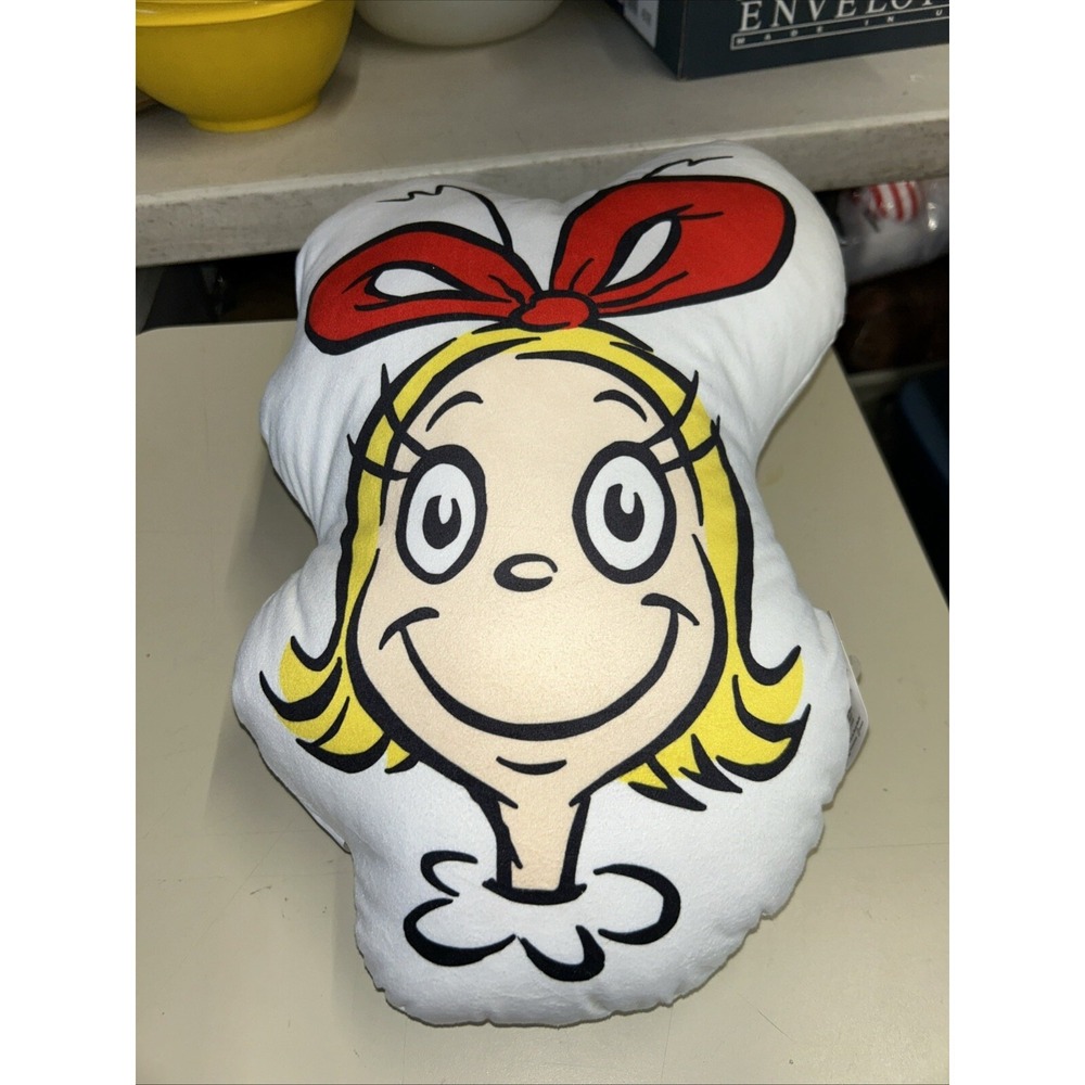 Dr. Seuss The Grinch Cindy Lou Who Head Decorative Throw Pillow New By Ruz NEW